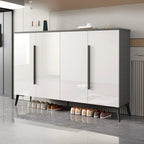 Trendy Gray-White Wooden Shoe Cabinet with Display Top