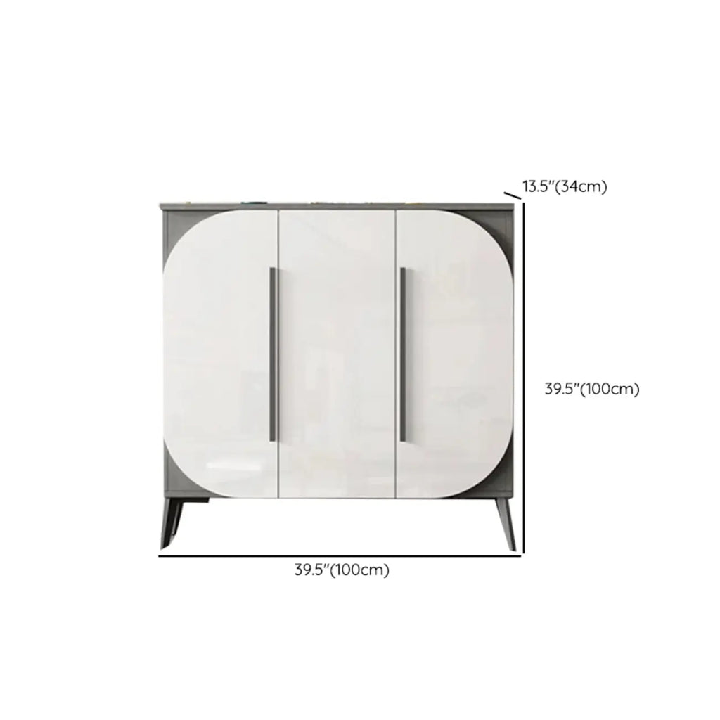 Trendy Gray-White Wooden Shoe Cabinet with Display Top