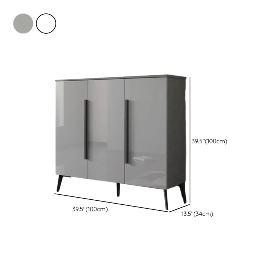 Trendy Gray-White Wooden Shoe Cabinet with Display Top