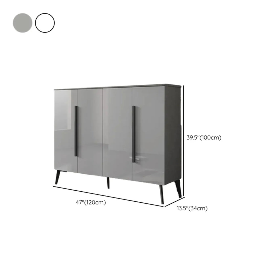 Trendy Gray-White Wooden Shoe Cabinet with Display Top
