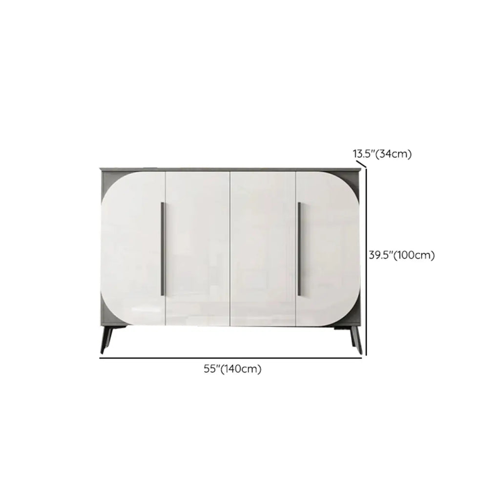 Trendy Gray-White Wooden Shoe Cabinet with Display Top