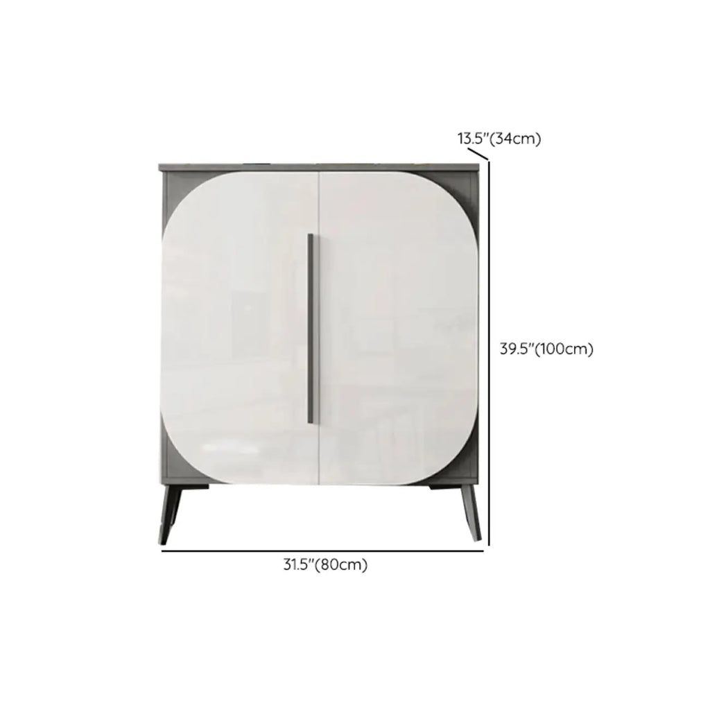 Trendy Gray-White Wooden Shoe Cabinet with Display Top