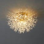 Glamorous Crystal Starburst Gold Semi Flush Ceiling Light