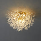 Glamorous Crystal Starburst Gold Semi Flush Ceiling Light