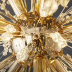 Glamorous Crystal Starburst Gold Semi Flush Ceiling Light