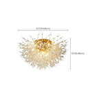 Glamorous Crystal Starburst Gold Semi Flush Ceiling Light