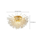 Glamorous Crystal Starburst Gold Semi Flush Ceiling Light