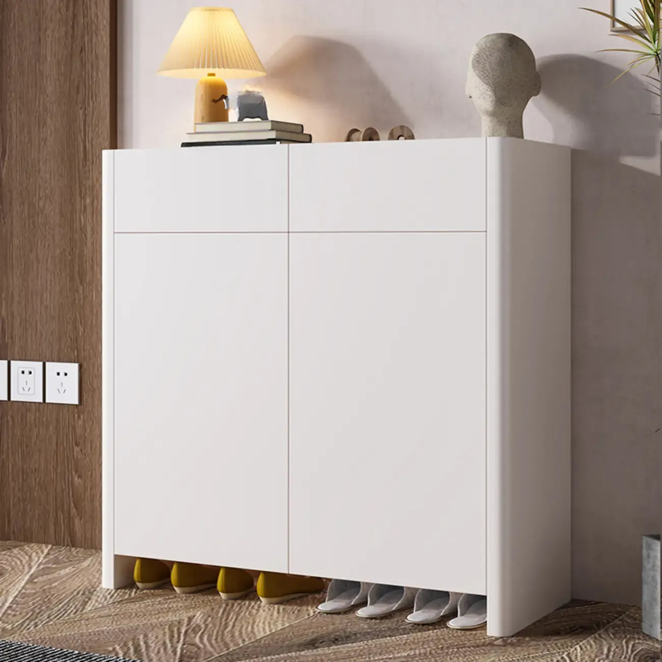 Minimalist Wood Adjustable Multi-Layer Entryway Shoe Cabinet