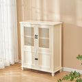 Classic Detached White Solid Wooden Wicker Storage Cabinet