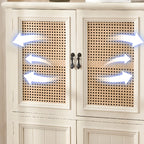 Classic Detached White Solid Wooden Wicker Storage Cabinet