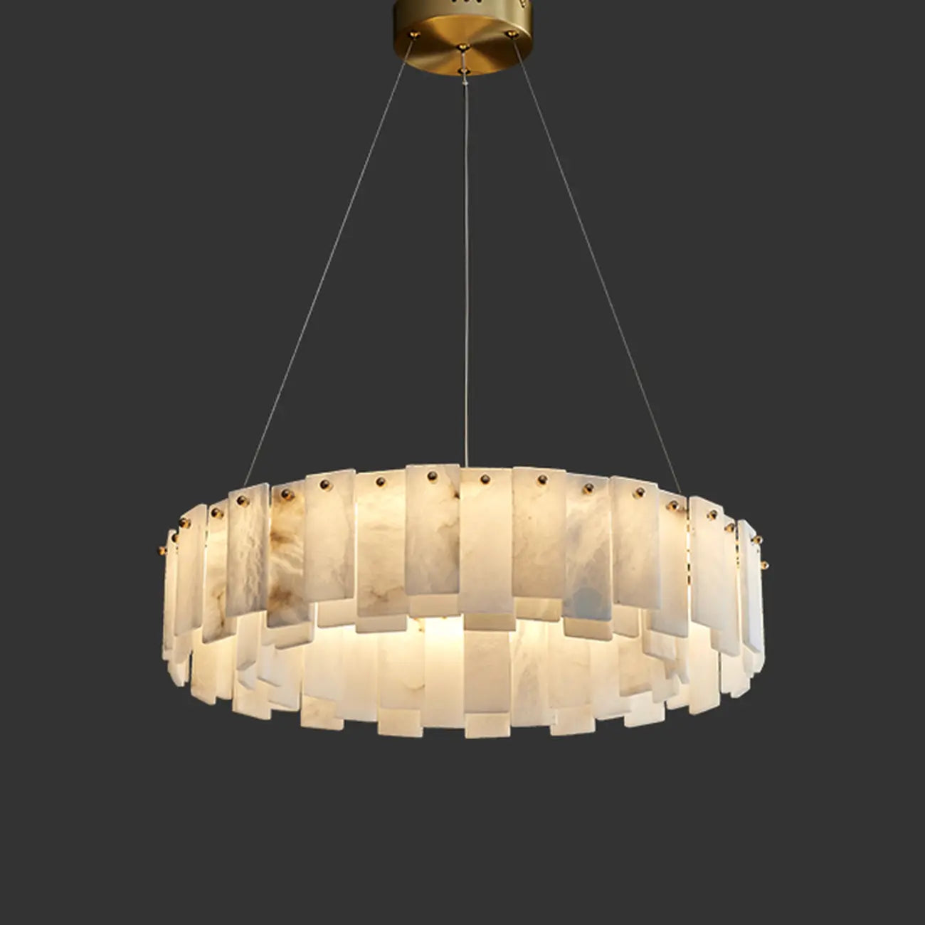Glamorous Gray-white Circular Alabaster Pendant Chandelier