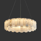 Glamorous Gray-white Circular Alabaster Pendant Chandelier