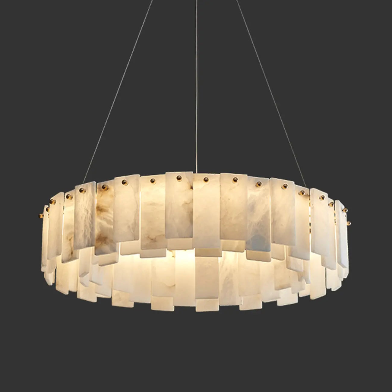 Glamorous Gray-white Circular Alabaster Pendant Chandelier