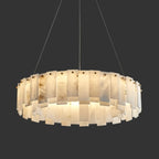 Glamorous Gray-white Circular Alabaster Pendant Chandelier