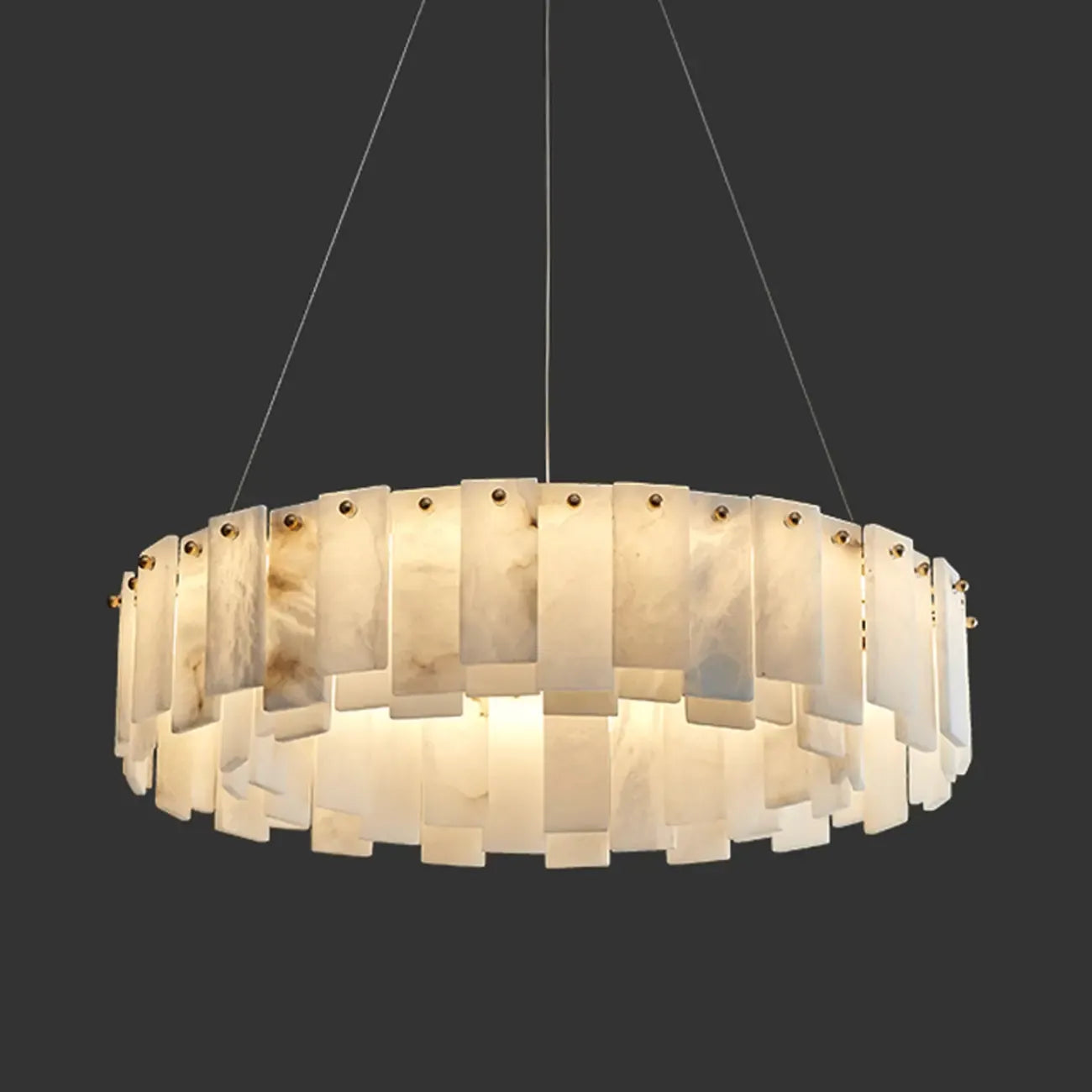 Glamorous Gray-white Circular Alabaster Pendant Chandelier
