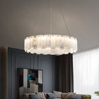 Glamorous Gray-white Circular Alabaster Pendant Chandelier