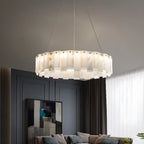 Glamorous Gray-white Circular Alabaster Pendant Chandelier