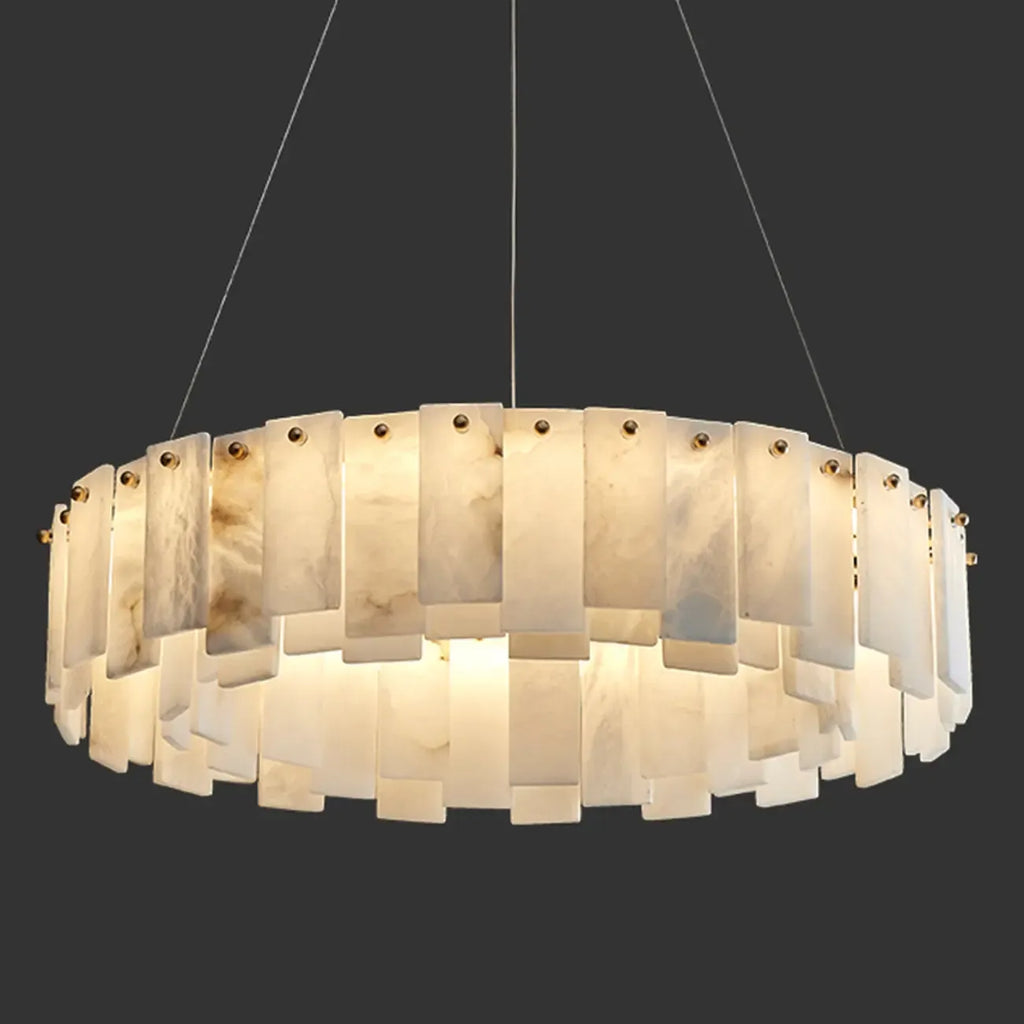 Glamorous Gray-white Circular Alabaster Pendant Chandelier