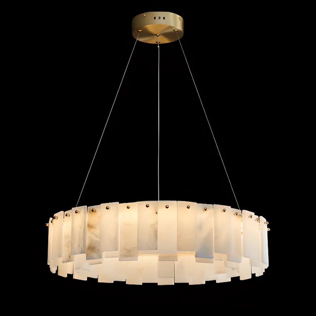 Glamorous Gray-white Circular Alabaster Pendant Chandelier