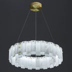 Glamorous Gray-white Circular Alabaster Pendant Chandelier