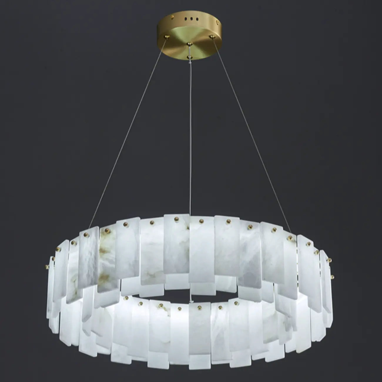 Glamorous Gray-white Circular Alabaster Pendant Chandelier