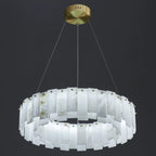 Glamorous Gray-white Circular Alabaster Pendant Chandelier