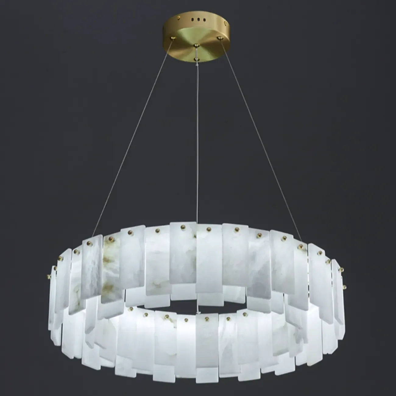 Glamorous Gray-white Circular Alabaster Pendant Chandelier