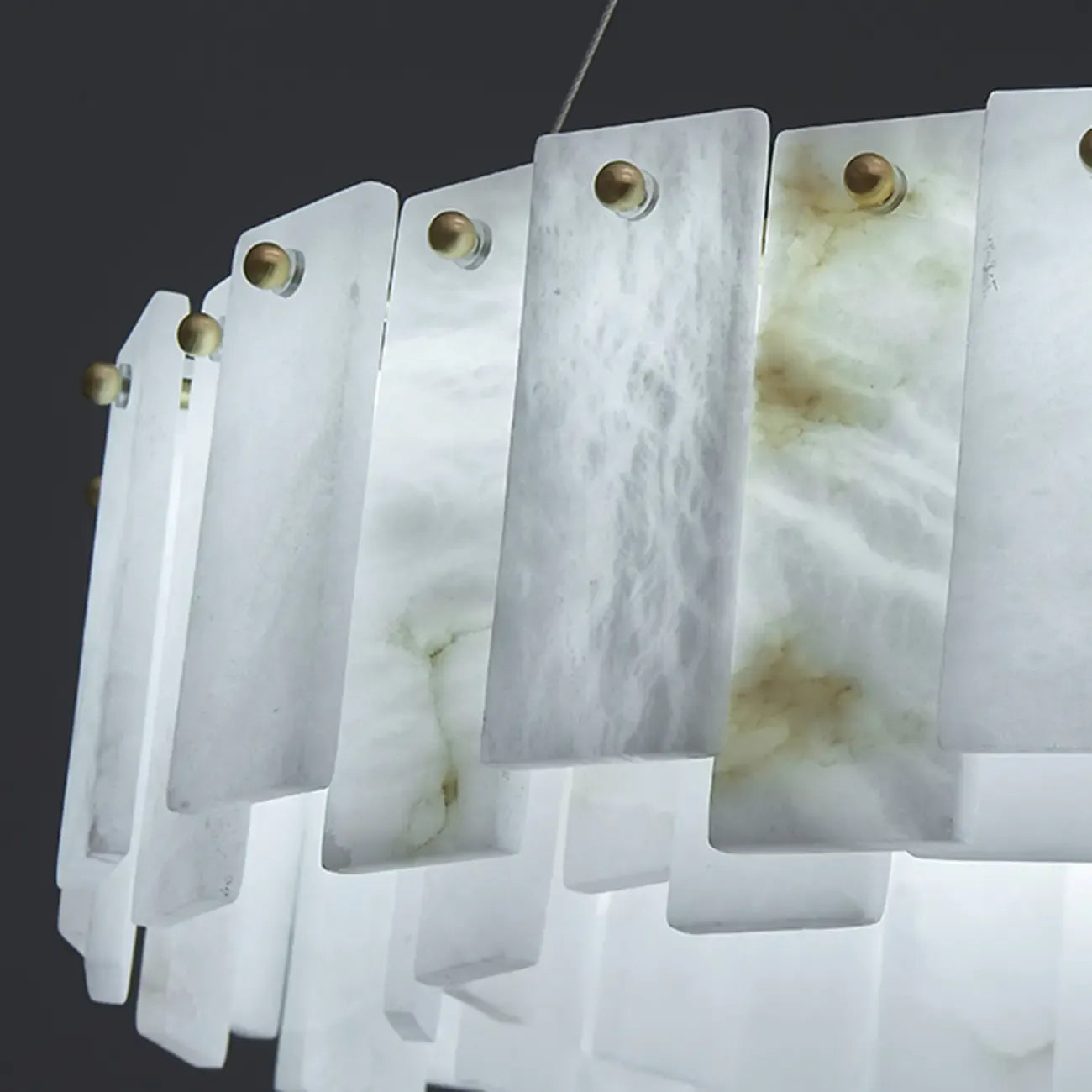 Glamorous Gray-white Circular Alabaster Pendant Chandelier