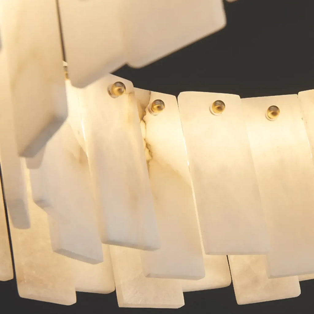 Glamorous Gray-white Circular Alabaster Pendant Chandelier