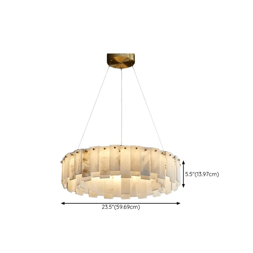 Glamorous Gray-white Circular Alabaster Pendant Chandelier