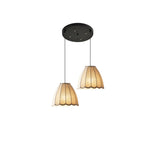 Beige Bell Shaped Fabric Pendant Light Hanging Fixture