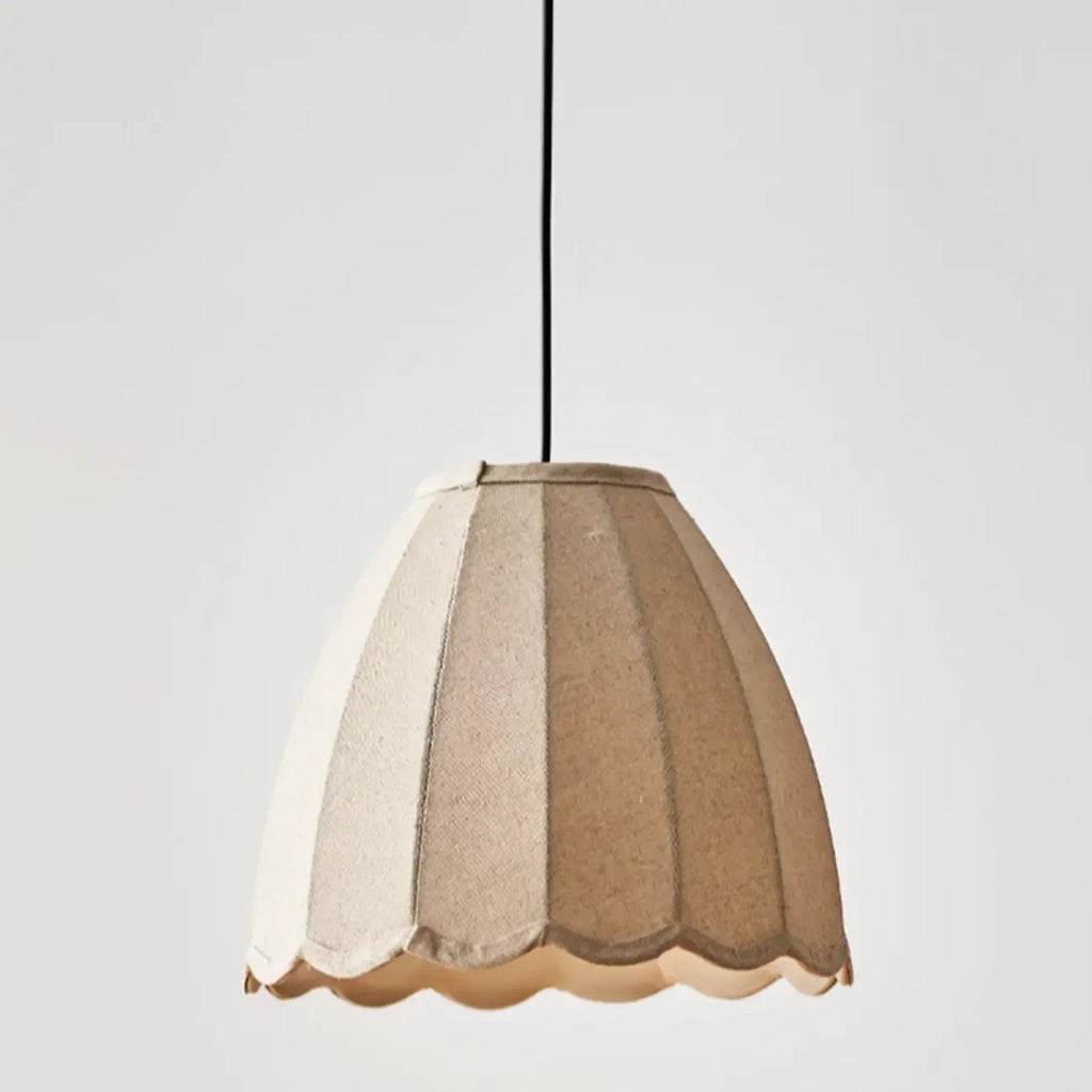 Beige Bell Shaped Fabric Pendant Light Hanging Fixture