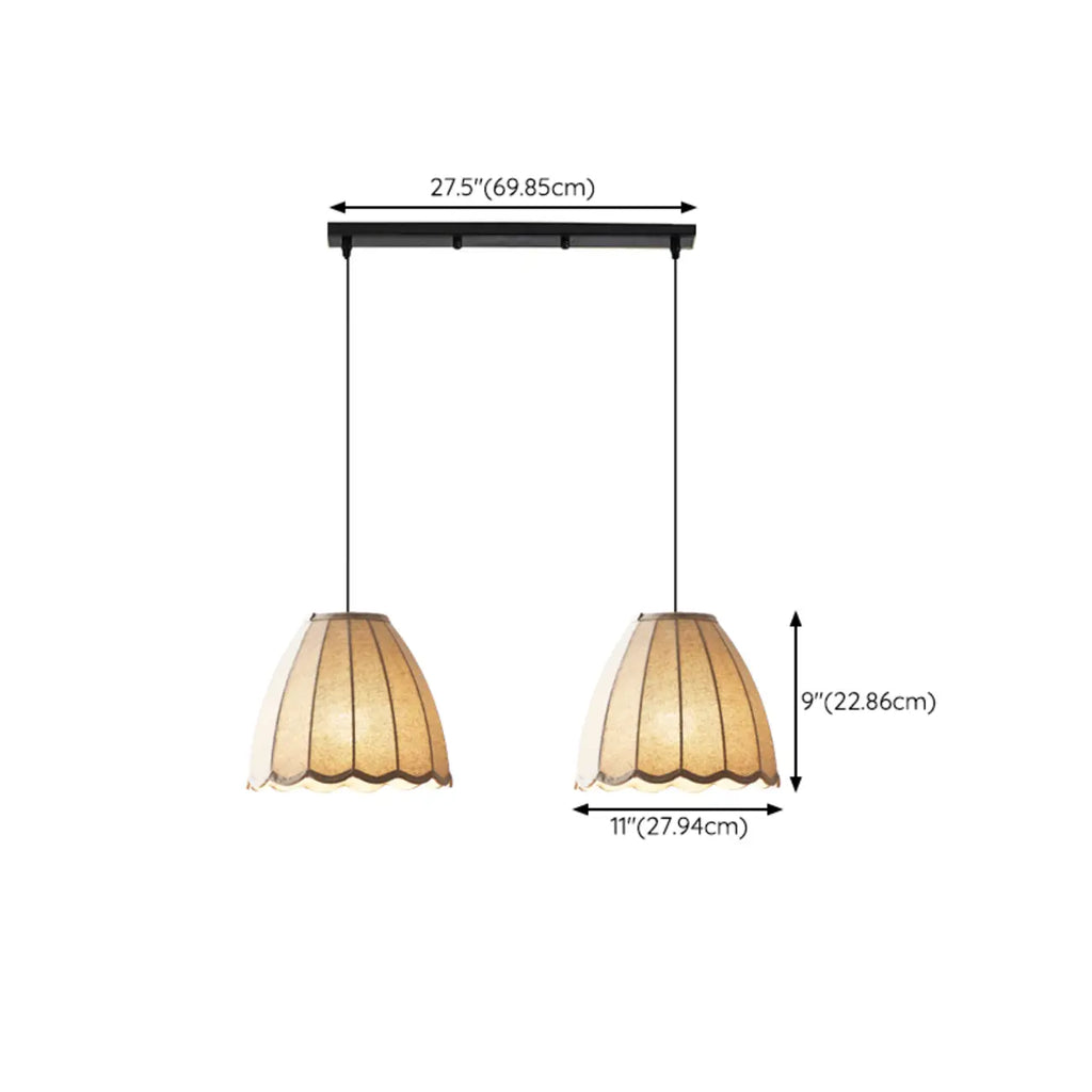 Beige Bell Shaped Fabric Pendant Light Hanging Fixture