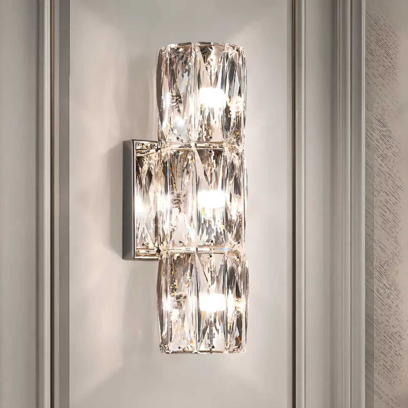 Sheen Clear Crystal Pillar Ambient Wall Sconce