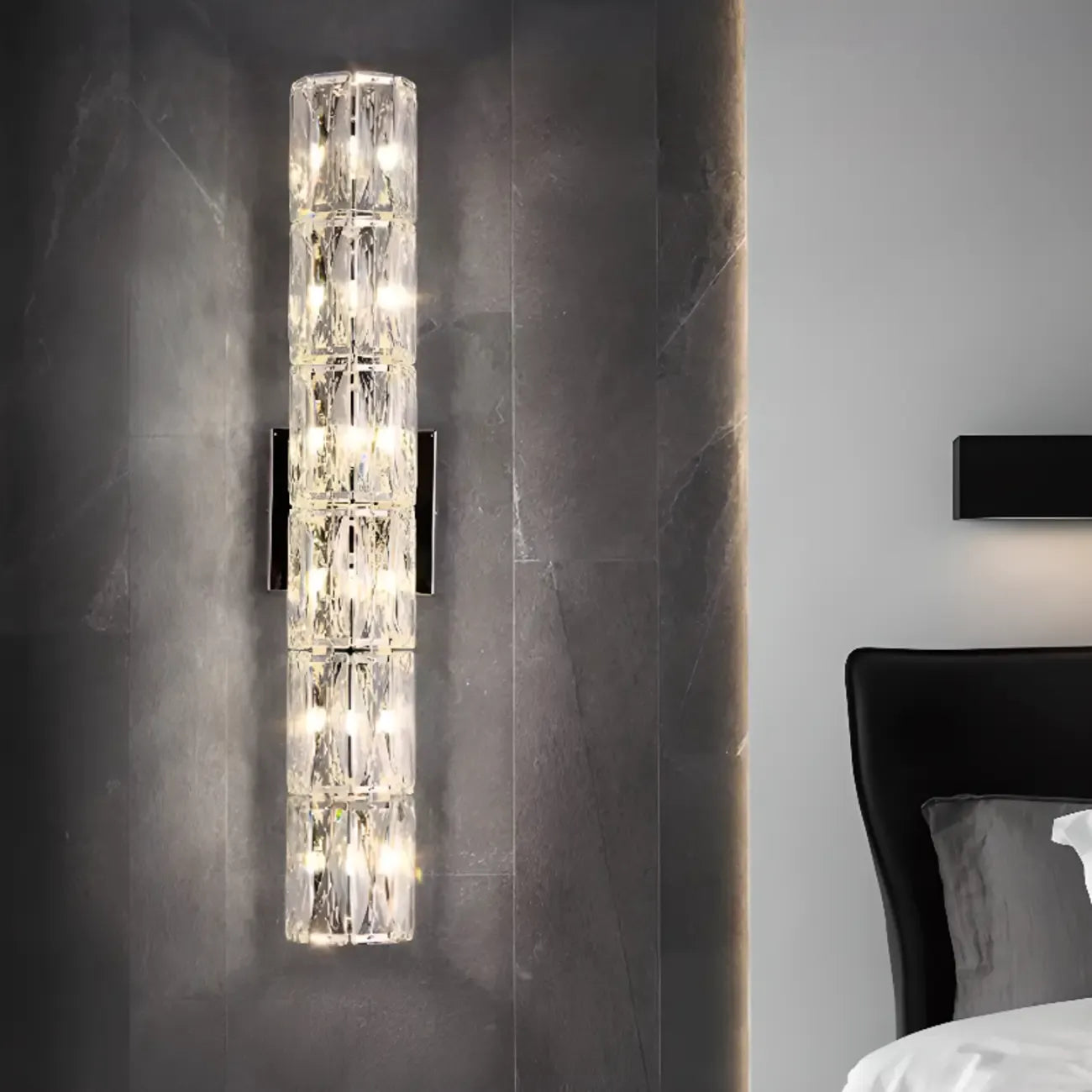 Sheen Clear Crystal Pillar Ambient Wall Sconce