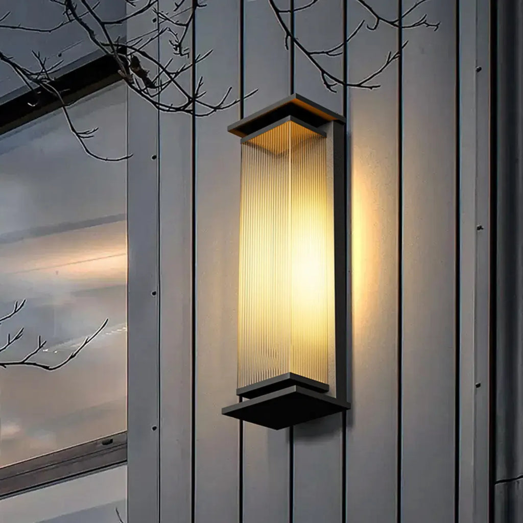 Modern Black Metal Ribbed Plastic Outdoor Wall Sconce