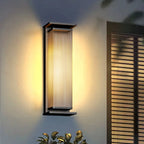 Modern Black Metal Ribbed Plastic Outdoor Wall Sconce