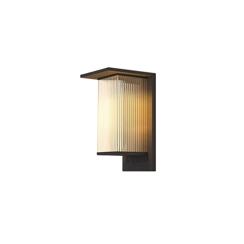 Modern Black Metal Ribbed Plastic Outdoor Wall Sconce