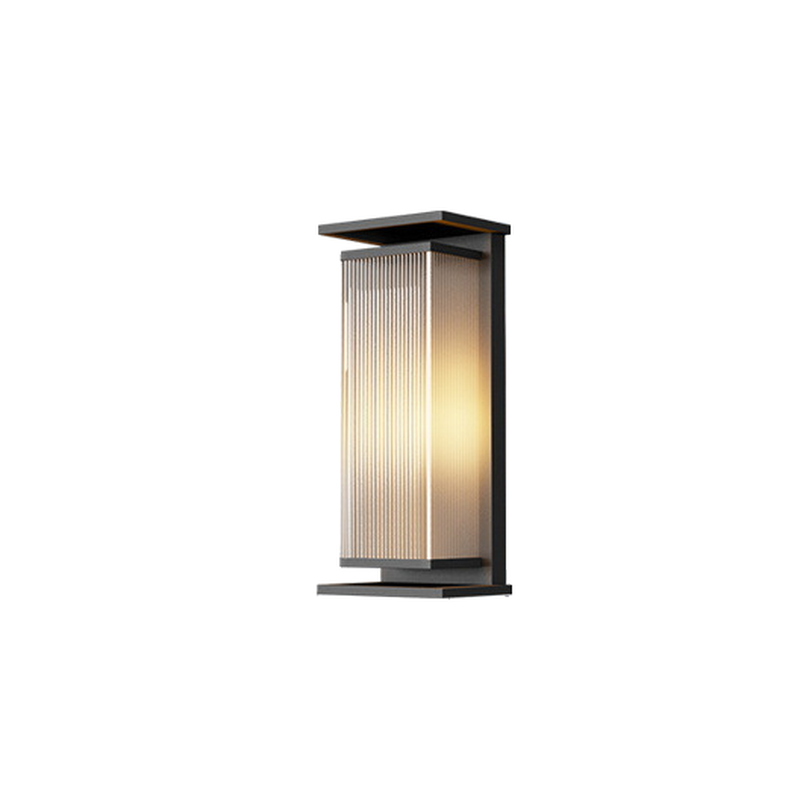 Modern Black Metal Ribbed Plastic Outdoor Wall Sconce