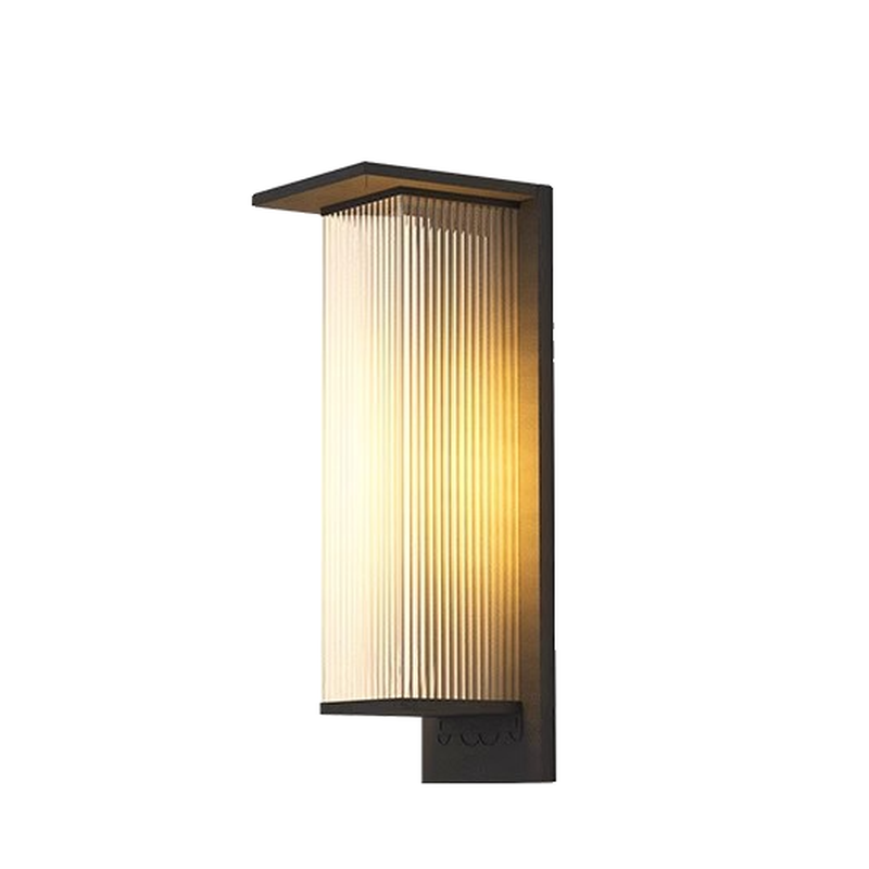 Modern Black Metal Ribbed Plastic Outdoor Wall Sconce