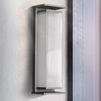 Modern Black Metal Ribbed Plastic Outdoor Wall Sconce