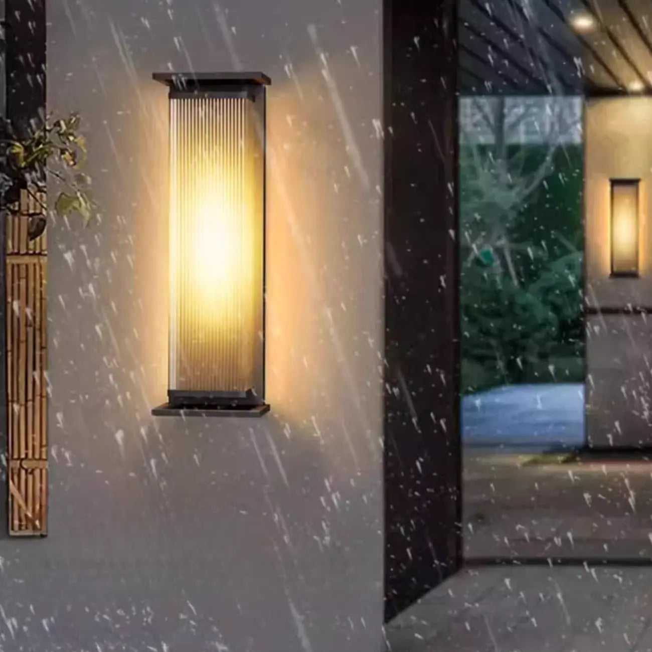 Modern Black Metal Ribbed Plastic Outdoor Wall Sconce