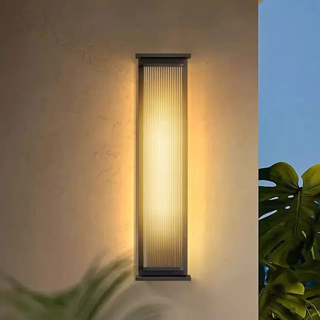 Modern Black Metal Ribbed Plastic Outdoor Wall Sconce