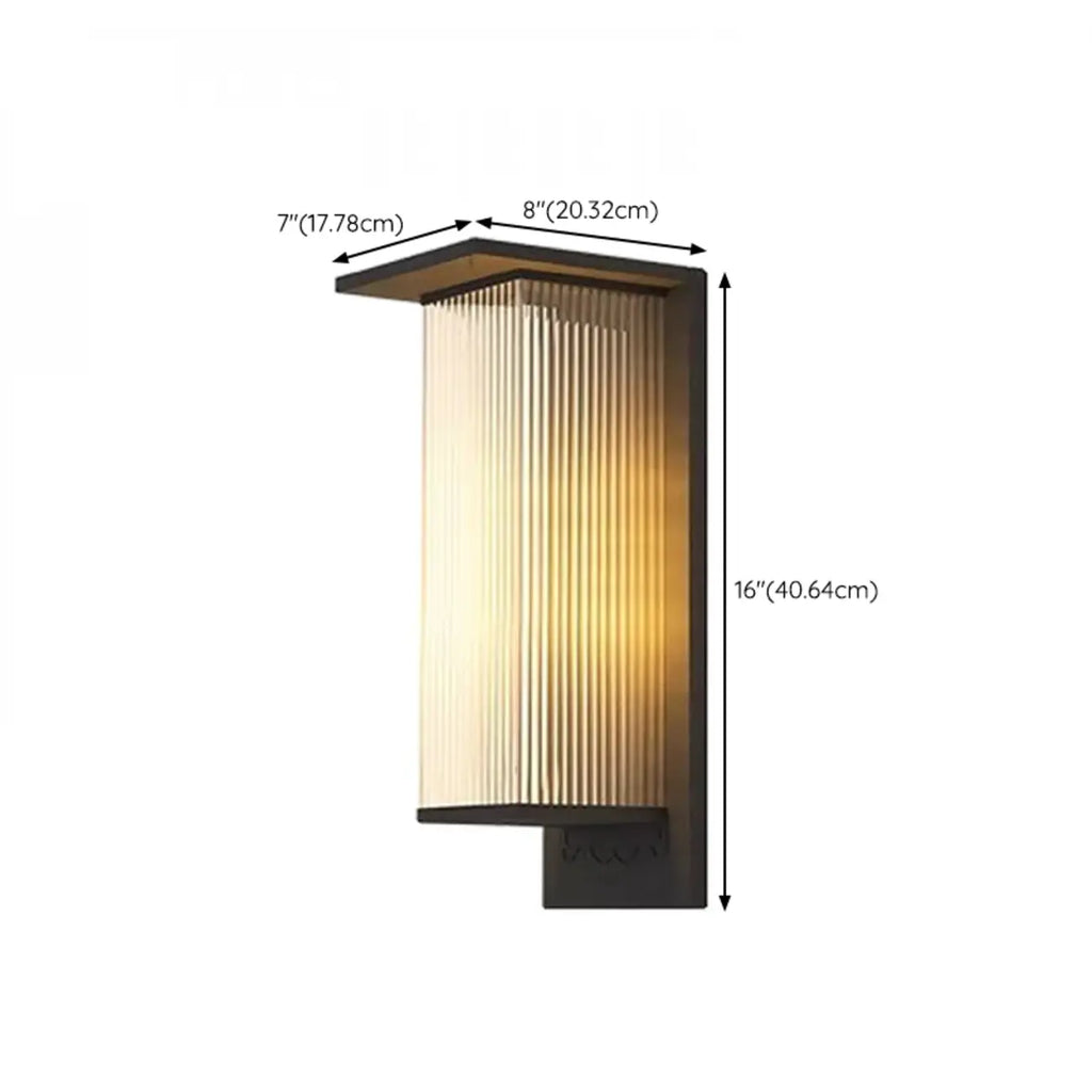 Modern Black Metal Ribbed Plastic Outdoor Wall Sconce
