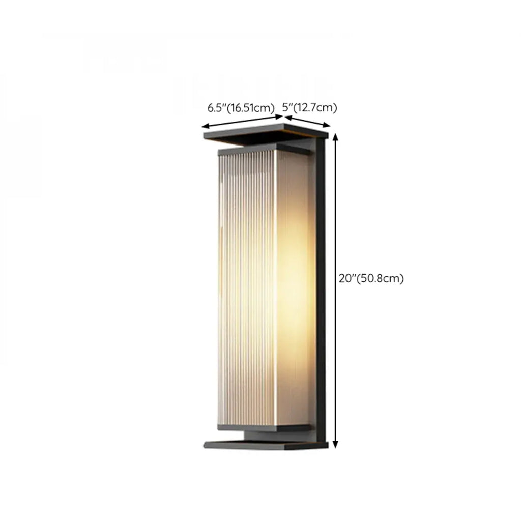 Modern Black Metal Ribbed Plastic Outdoor Wall Sconce