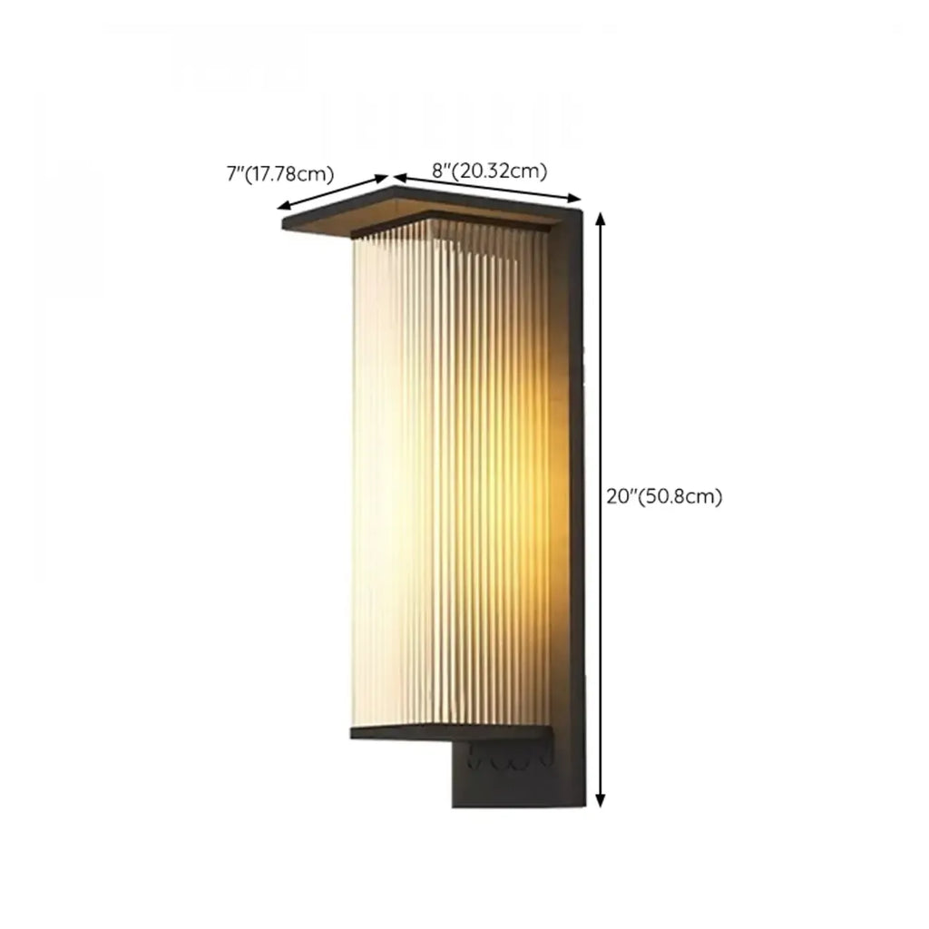 Modern Black Metal Ribbed Plastic Outdoor Wall Sconce