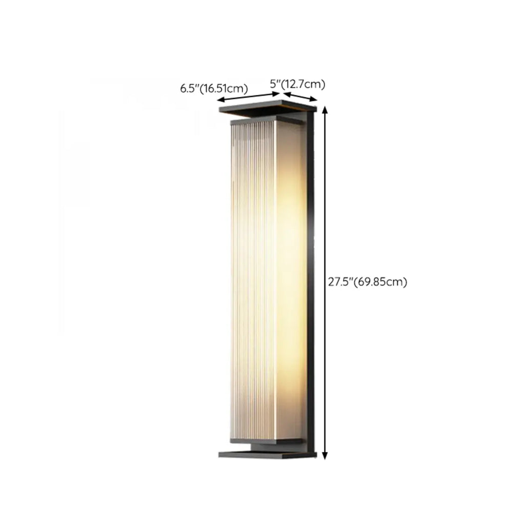 Modern Black Metal Ribbed Plastic Outdoor Wall Sconce