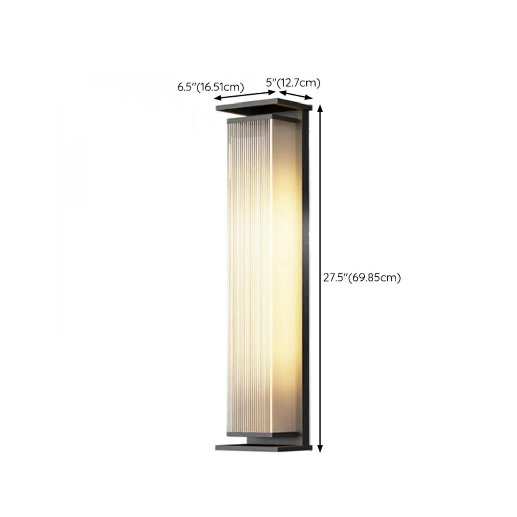 Modern Black Metal Ribbed Plastic Outdoor Wall Sconce