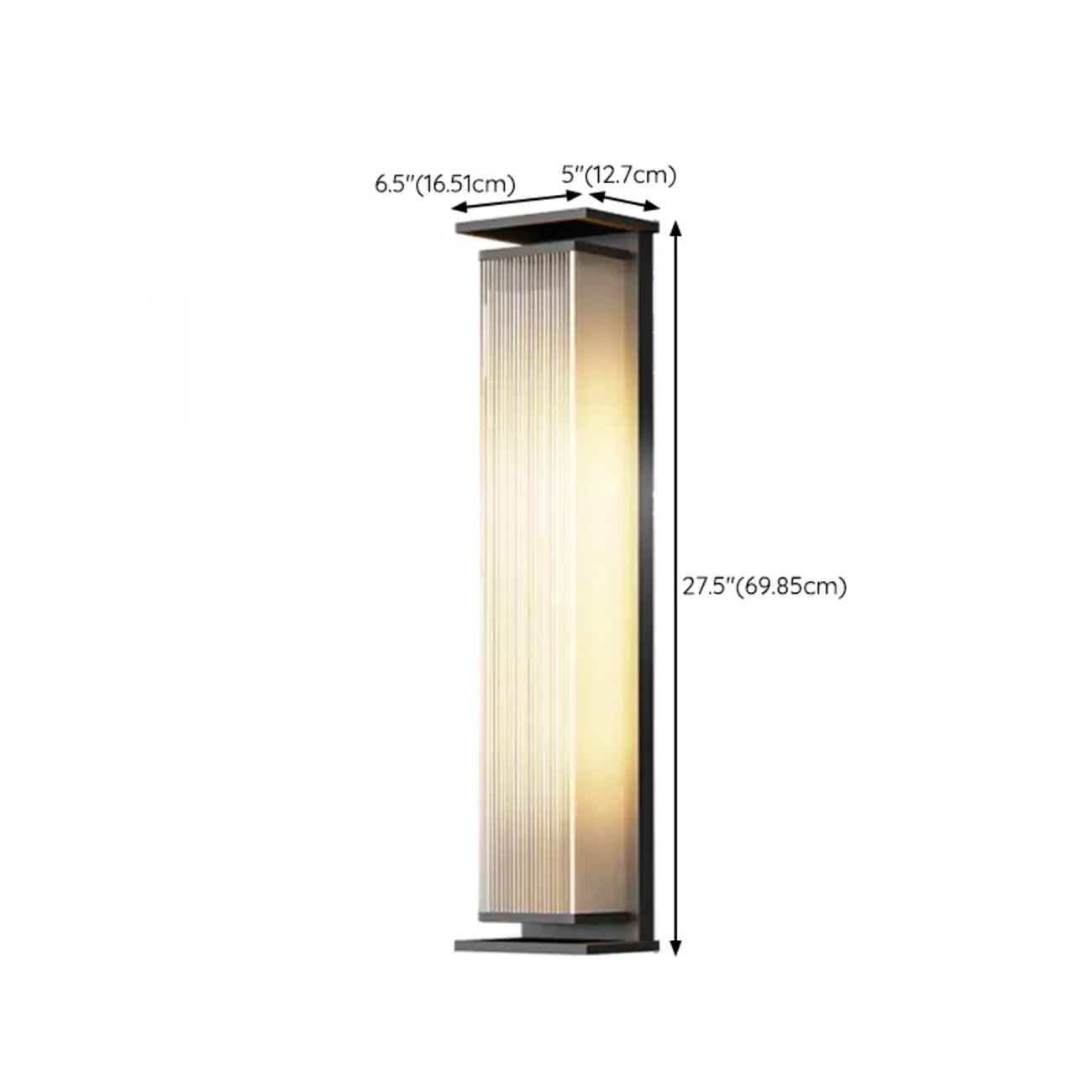 Modern Black Metal Ribbed Plastic Outdoor Wall Sconce