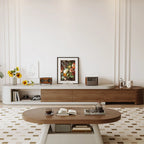 122 Brown Modern Wood Open Storage TV Stand with Drawers